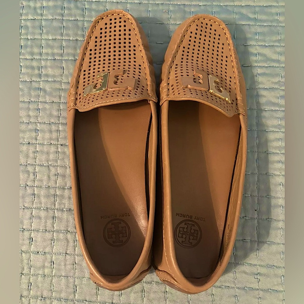 Tory Burch Tan Leather Moccasins